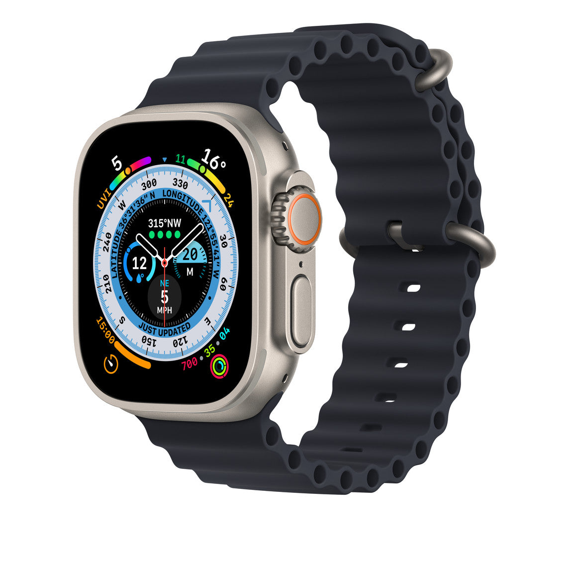 Apple Watch Ultra GPS + Cellular, 49mm Titanium Case With Ocean Band  Midnight